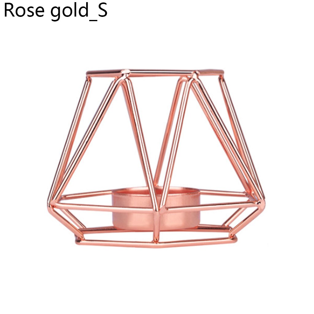 Metall ljushållare rosé guld nordisk geometrisk järn ljusstake vägg bord prydnader heminredning romantisk alla hjärtans dag: Rosguld s