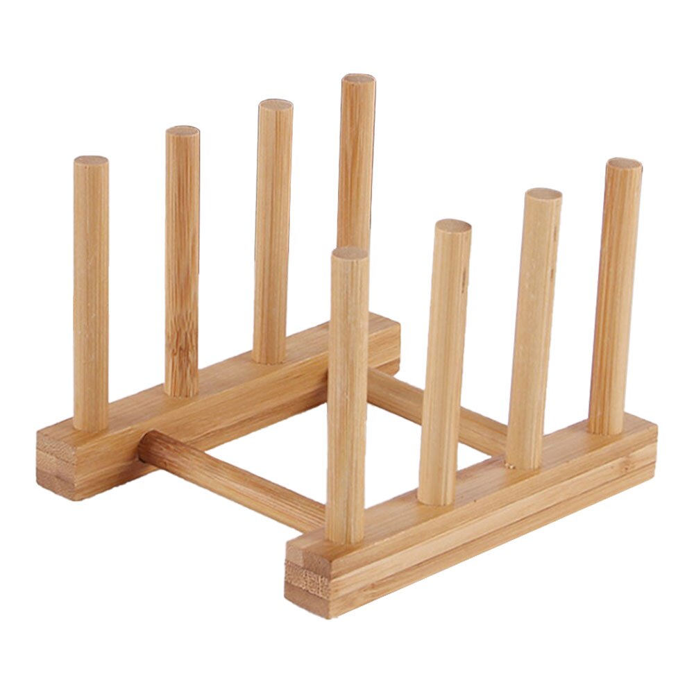Bamboo Wooden Dish Rack Plate Rack Stand Pot Lid Shelves Kitchen Cabinet Organizer for Cup Cutting Board Bowl Drying Rack: A1