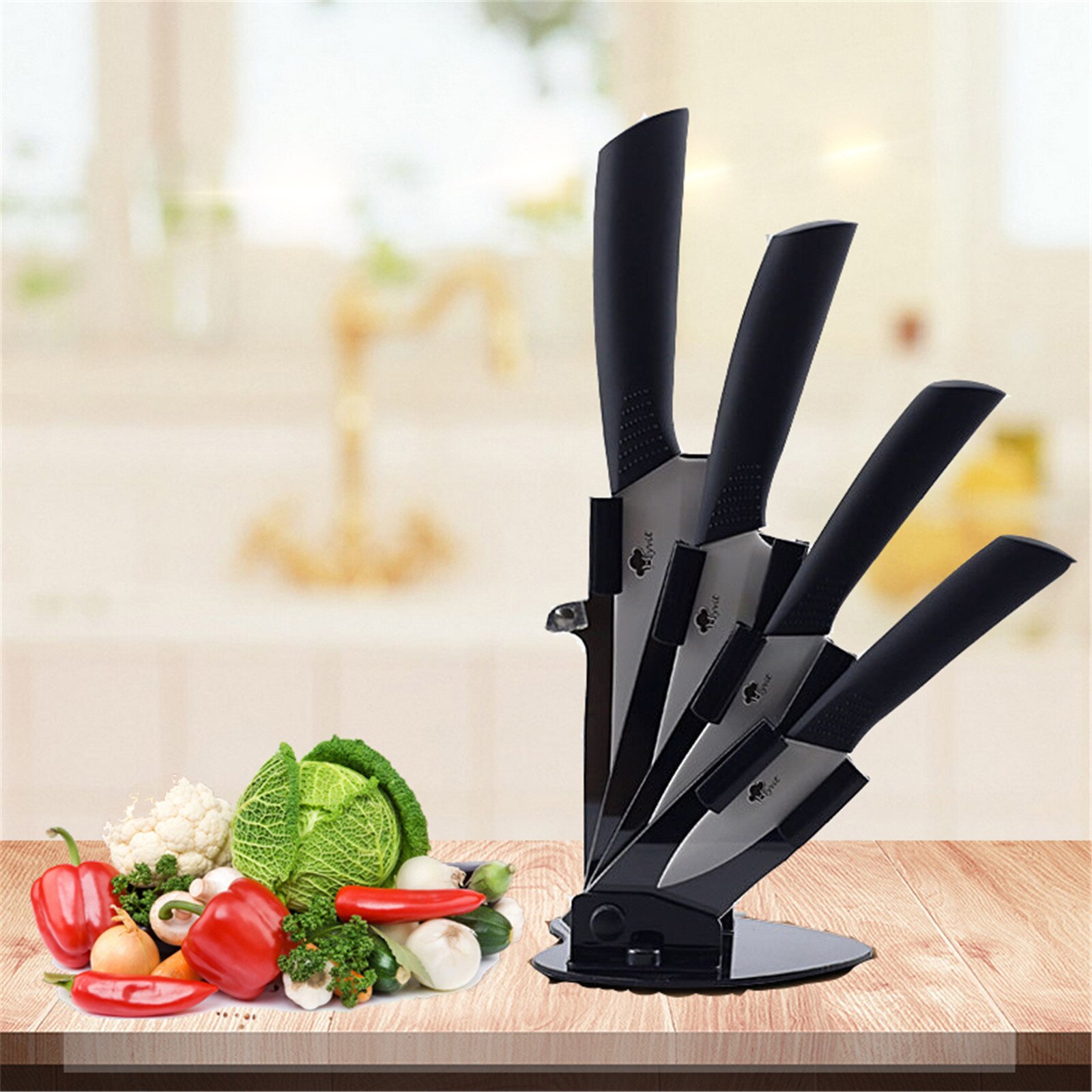 Schwarz Acryl Kichen Messer Halfter Für Keramik Messer Messer Mit Schäler Lagerung Besteck Stehen Block Werkzeug einstellen # T3G