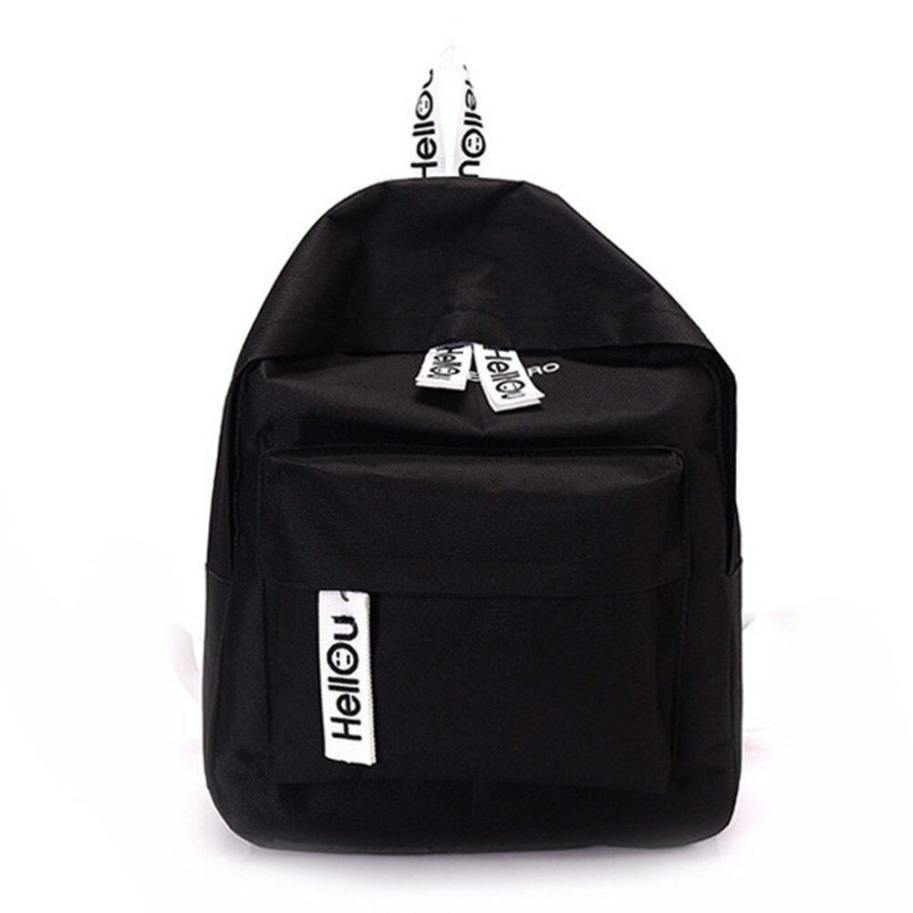 Mulher viagem mochila lona letras zíper mochila senhora mochilas casuais ser88: Black