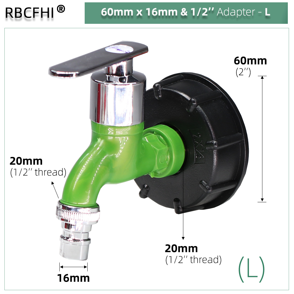 IBC Tote Adapter S60 Coarse Thread x 16mm 1/2'' 3/4'' Water Tank Shut Off Ball Valve Garden Hose Tap Ton Barrel Faucet Connecter: Orange