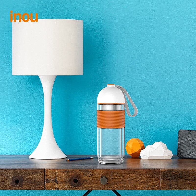 inou Double Wall Glass Water Bottle With Alkaline Water Ionizer Heat Resistant Travel Car Office Drinking Bottles