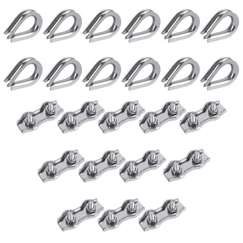 24Pcs Wire Rope Clamp 3mm, Wire Rope Clamp Rope Clip, Cable Marine Duplex Clip for Clothesline Awning Attachment: Default Title