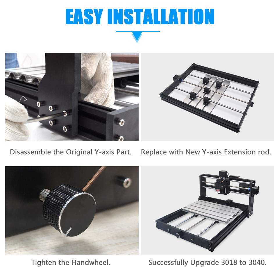 Daedalus-Kit de extensión de eje Y 3018, actualización de 3018 CNC a 3040, Compatible con 3018 Pro, fresadora de grabado CNC