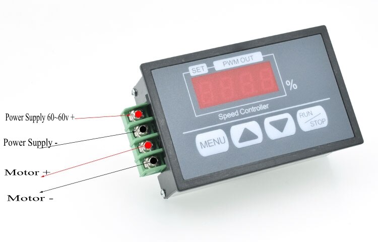 Digitalt displaypanel 30a dc 6v ~ 60v pwm motorhastighedsregulator langsom start / stop omdrejningshastighed justerbar