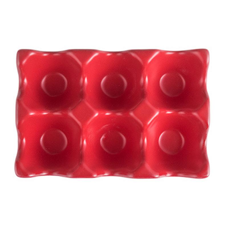 6 grilles porte-oeuf en céramique anti-dérapant boîte à oeufs réfrigérateur antichoc oeuf boîte de rangement: Red