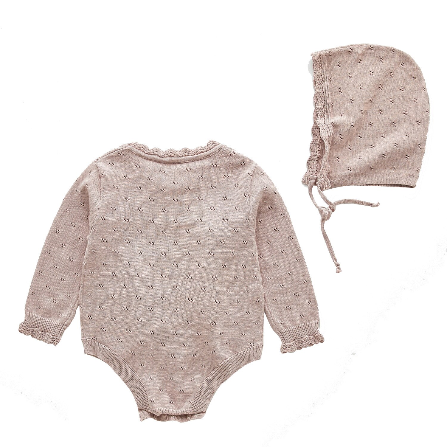 3357 Zomer Baby Breien Pak Lange Mouw Airconditioning Romper Een Stuk Kleding Voor Meisjes Met Cap Baby meisjes Kleding