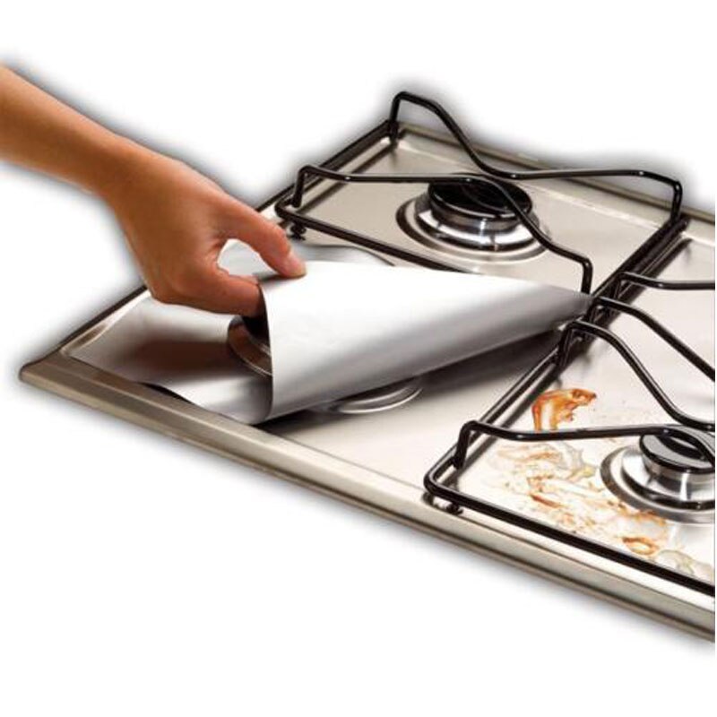 4 stks Herbruikbare Aluminiumfolie Mat Gasfornuis Protectors Cover/Liner Non Stick Siliconen Vaatwasser Keuken Accessoires