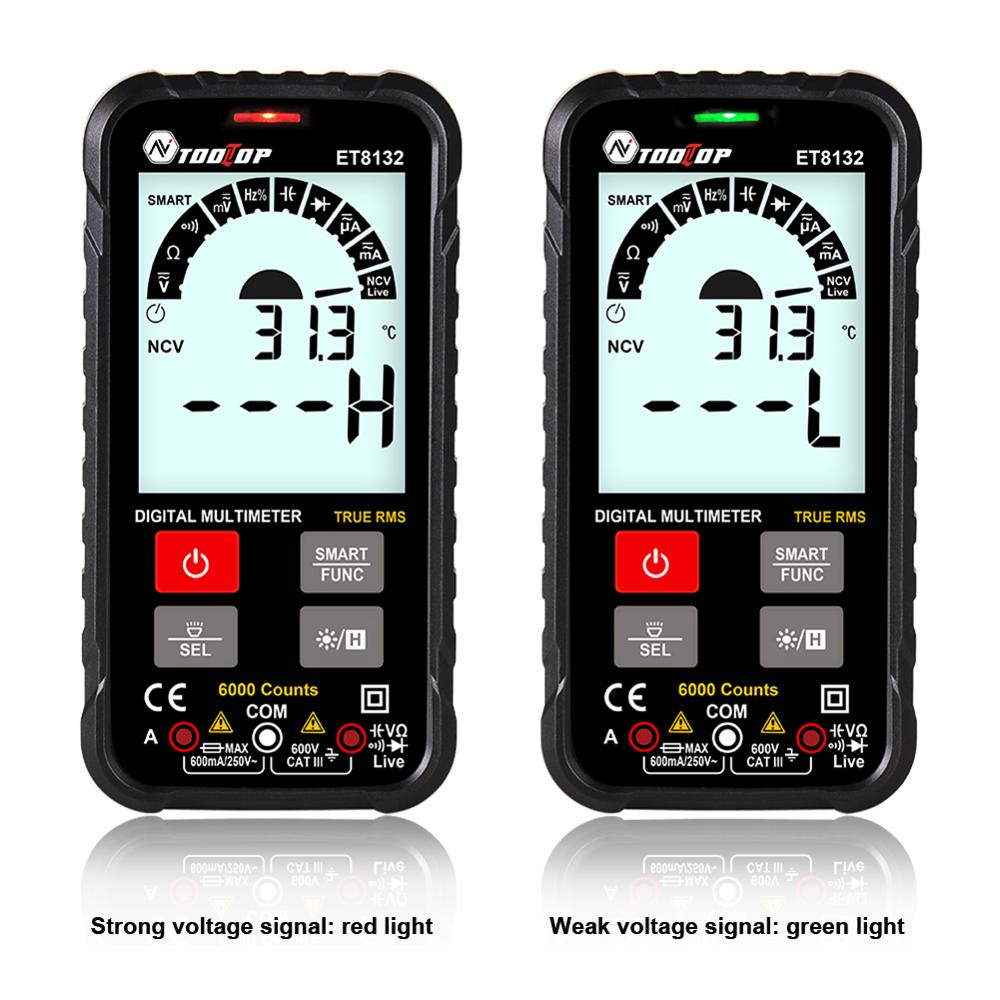 TOOLTOP ET8132 Digital Multimeter High Accuracy LCD Screen Digital Multimeter AC/DC Voltage Current Resistance Capacitance Meter