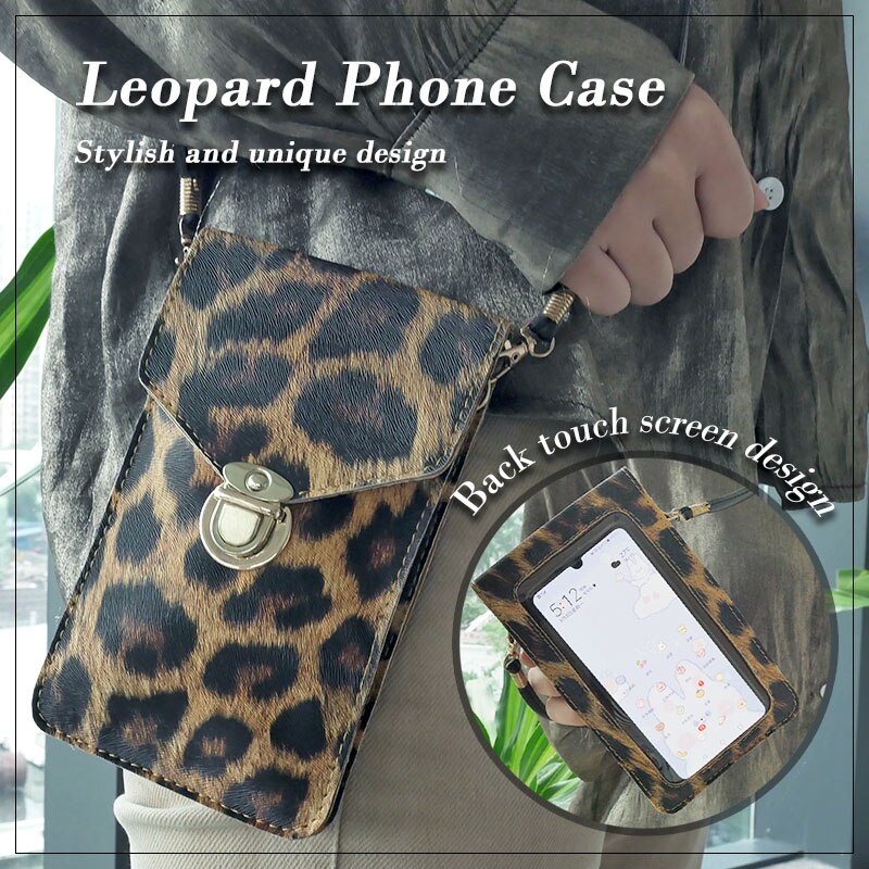 Touch Screen Mobiele Telefoon Purse Smartphone Portemonnee Lederen Schouderband Handtas Vrouwen Tas Luipaard Transparante Telefoon Bag Hots: Default Title