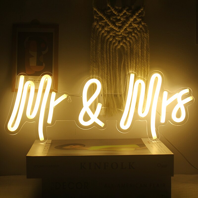 Ineonlife Neon Sign Mr En Ms Voor Party Muur Decor Neon Borden Voor Slaapkamer Meisje Anniversary Party Valentineday Bruiloft decor: Warm White