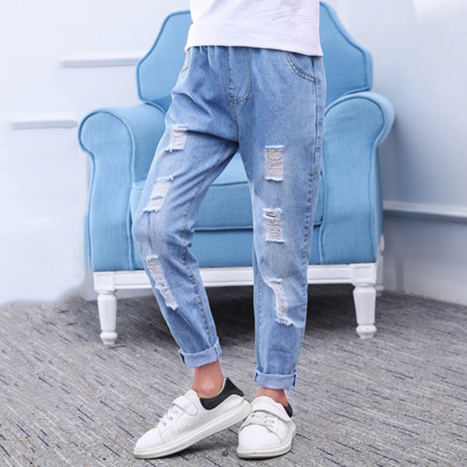 Jean déchiré à trous pour garçons, vêtement de printemps-automne, décontracté Style, pour enfants de 6, 8, 10, 12 et 14