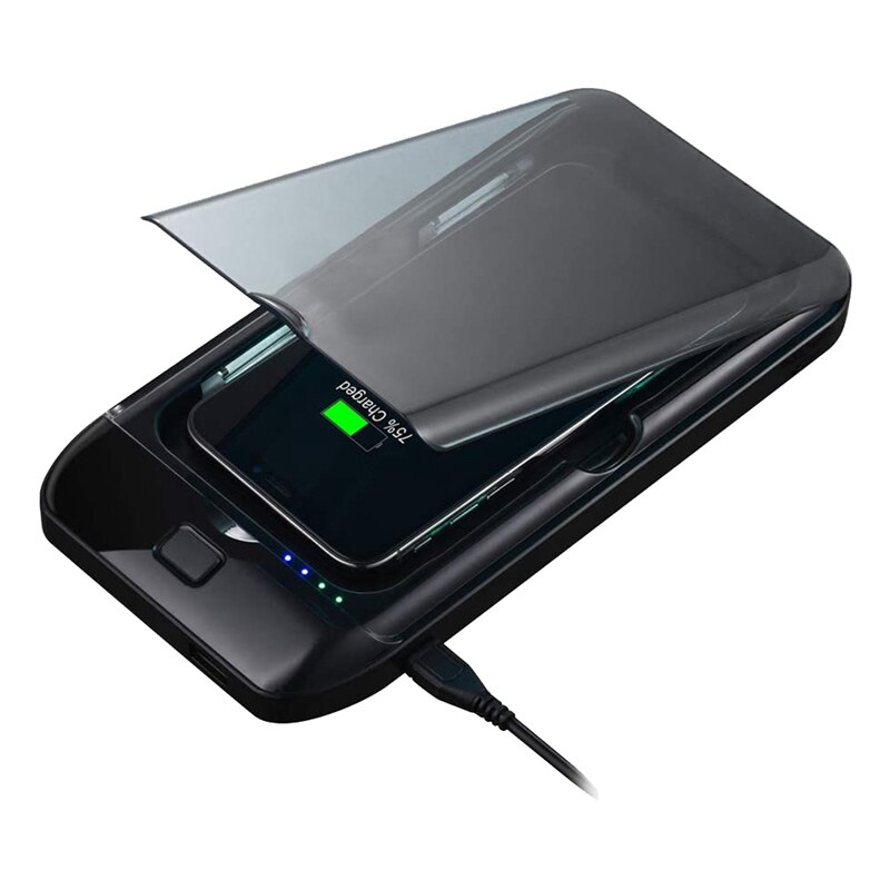 Líquido de limpeza uv do telefone, estojo portátil do líquido de limpeza do telefone celular com carregador sem fio, caixa do líquido de limpeza do smartphone do multi-uso para o telefone: Default Title