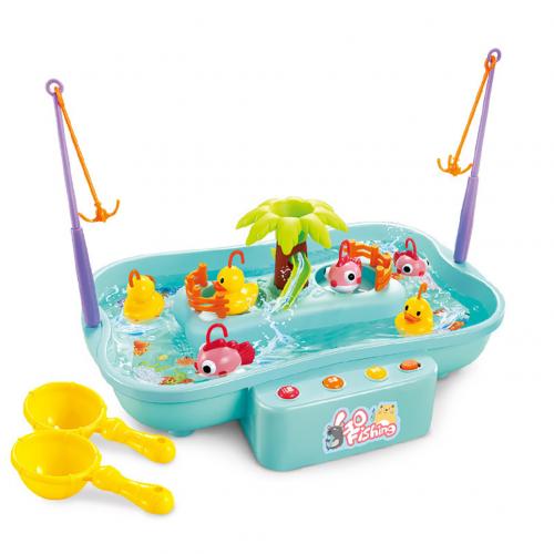 Kid Elektrische Muziek Roterende Water Vissen Slechte Ouder-kind Interactie Puzzel Speelgoed: Blue 3 Ducks 3 Fish