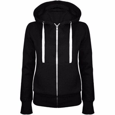 Klassieke dames sporthoodies, lente rits capuchon sportjas dames hardloopjassen outdoor gymjassen: Zwart / S