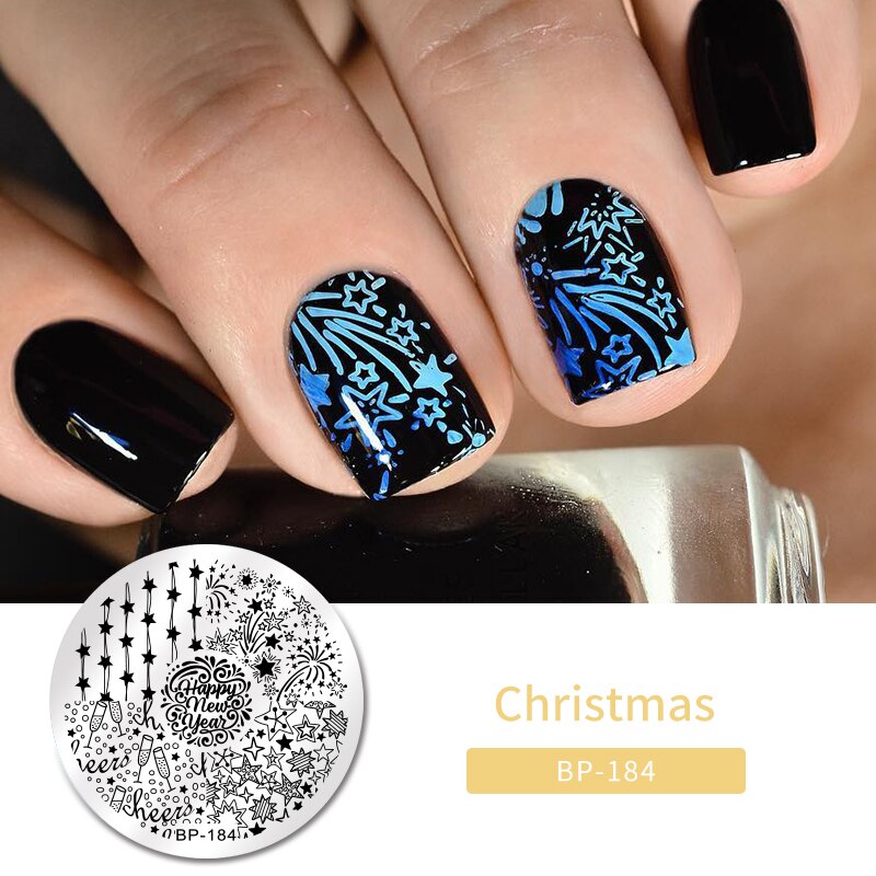 Noël saint valentin Halloween thème ongles estampage plaques timbre plaque modèle Nail Art arbre flocon de neige coeur Image: BP-184