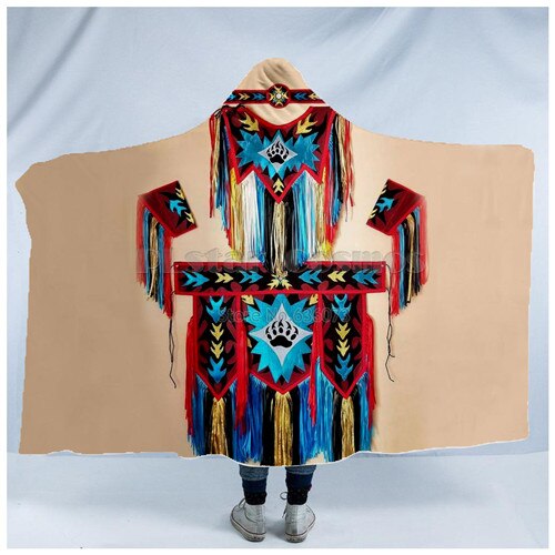 Plstar Cosmos niedźwiedź Totem/natywny indyjski koc z kapturem 3D pełny nadruk poręczny koc dorośli mężczyźni kobiety styl-5: YELLOW / Adult 150(H)200(W)