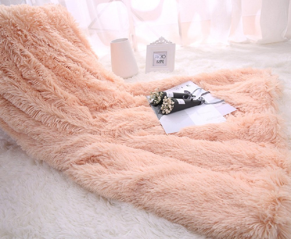 Mylb supermyk lang raggete uklar pels fuskepels varm koselig med fluffy sherpa-teppe 130cm*160cm 160cm*200cm