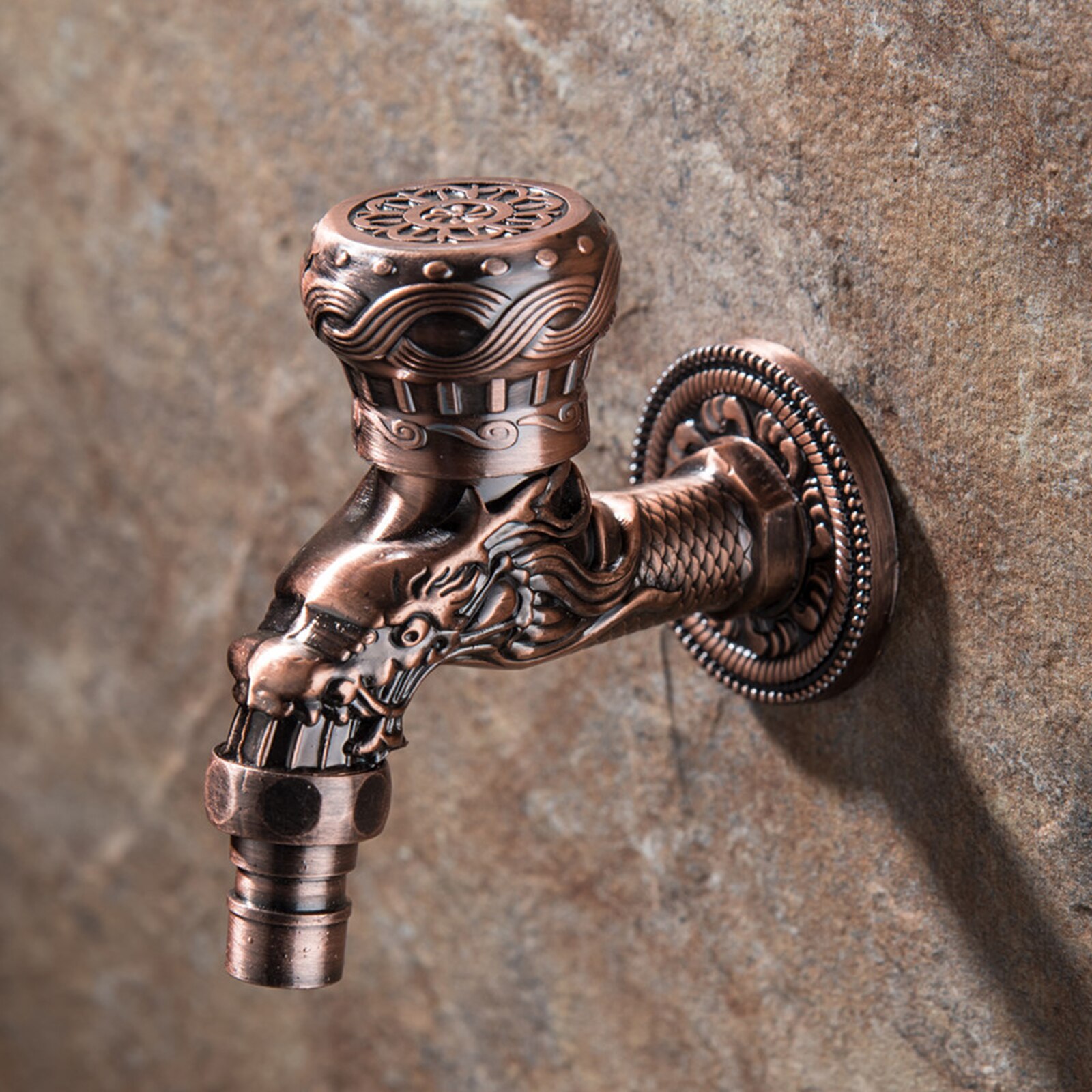 Outdoor Garden Wall Mounted Faucet Home Hotel Decorative Bibcock Washer Mop Sink Water Tap Bathroom Bathtub Walls Faucets: Red