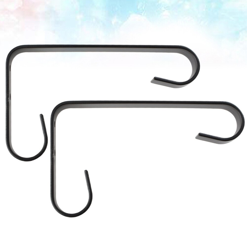 2pcs Iron Potted Hooks 90 Degree Double Hooks Wall Mounted Screw Install Hook Rack Bird Cage Holder Flower Basket Hanger Bonsai
