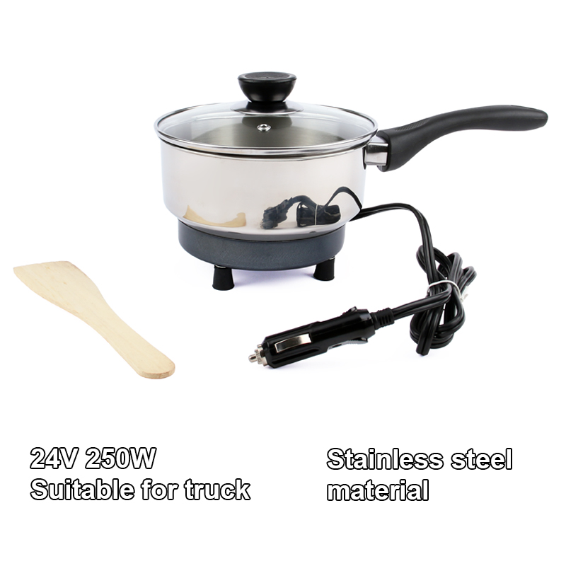 12V/24V Multifunktionale Elektrische Kochpfanne Mini Reiskocher Suppe Eintopf Heizung Pot Reise Auto/Lkw Bratpfanne Lunchbox: Dark Grau