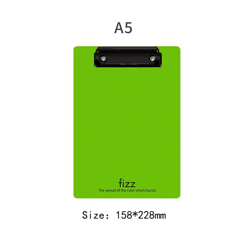 A5 Plastic Writing Board with Clip File Folder Writing Pad File School and Office Supplies: Green