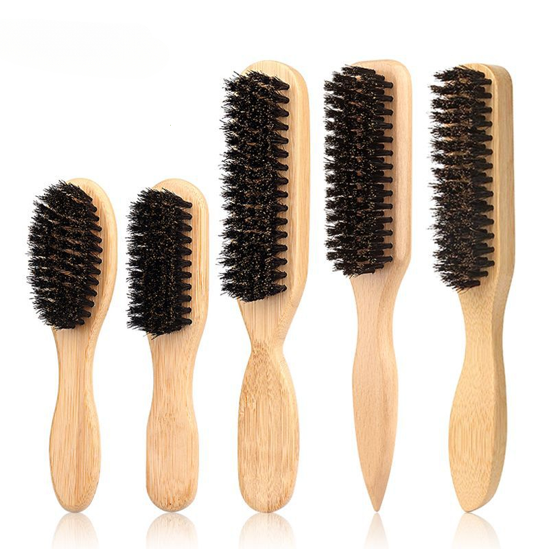 Brosse à cheveux en poils de sanglier pour chignon en queue de cheval et lissage des poils de bébé, mèches, contrôle des bords, peignage et taquin