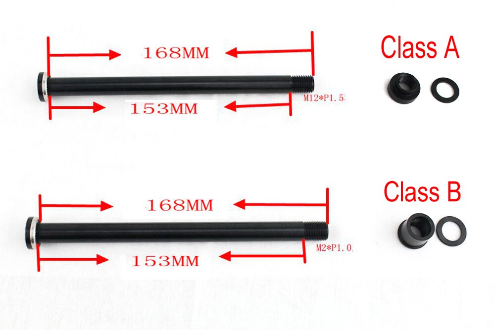 MTB bike alloy rear Thru axle 142*12mm quick release mountain bike replacement QR in anodized Black Thread Pitch 1.5mm 1.0MM