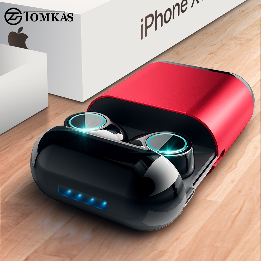 TOMKAS Bluetooth Hoofdtelefoon TWS Oordopjes Draadloze Bluetooth Koptelefoon Stereo Headset Bluetooth Oortelefoon Met Microfoon en Opladen Doos