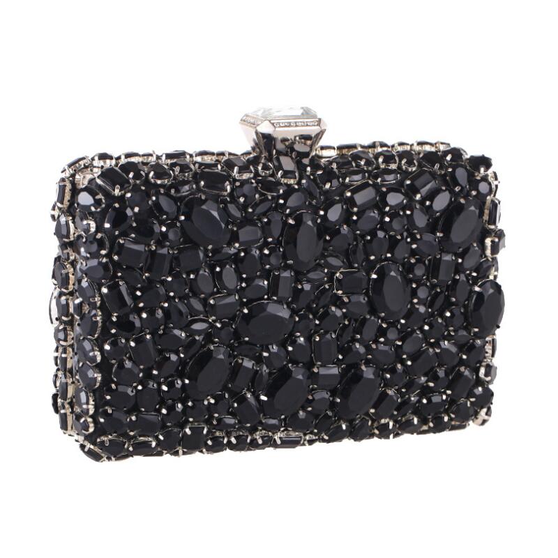 Vrouwen Clutch Avondtasje Kralen Crystal Lady Wedding Purse Steentjes Handtassen Zilver Zwart Avond Clutch Tassen Voor Vrouwen: Design c black