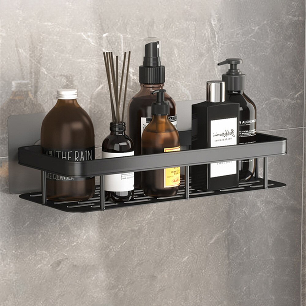 Bathroom Shelves Punch-free Triangle Corner Shelf Shower Storage Rack Holder Toilet Organizer Kitchen shelf Bathroom Accessories: Upgrade Black