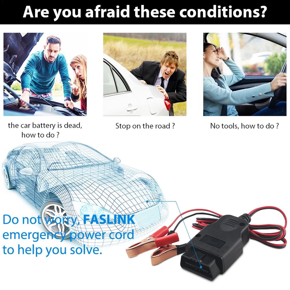 OBD Car Battery Replacement Tool Car Computer ECU Memory Saver Auto Emergency Power Supply Cable Battery Leakage Detection Tool