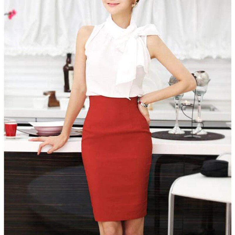 Nice-Altijd Elegante Effen Kleur Kokerrok Kantoor Werk Bodycon Vintage Rekbare Vrouwen Rokken 625
