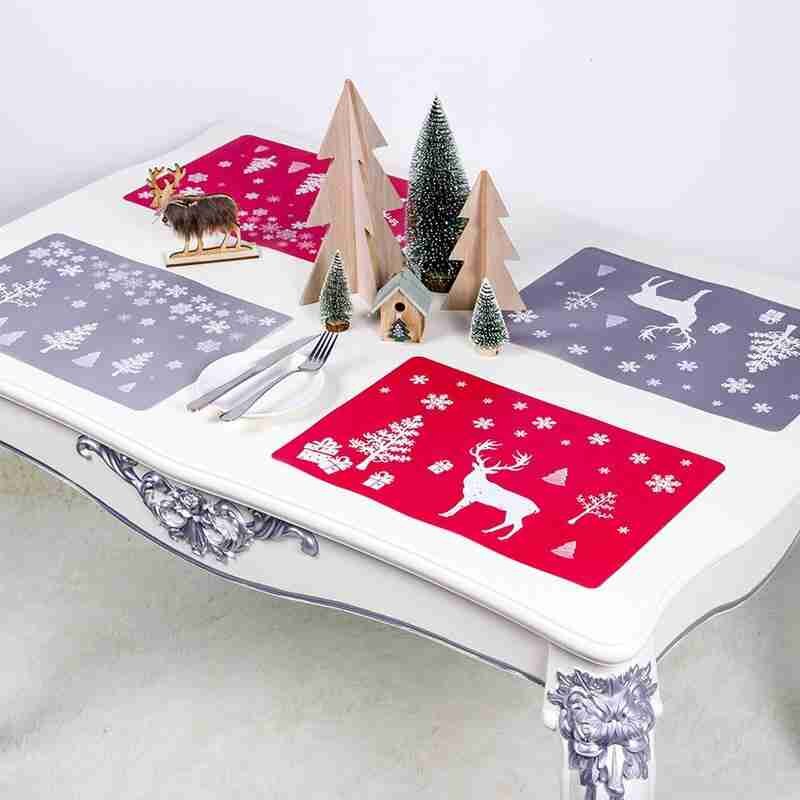 Mantel Individual navideño para para el hogar, mesa de cena, Mantel Individual, decoración de tapete, 6 pares