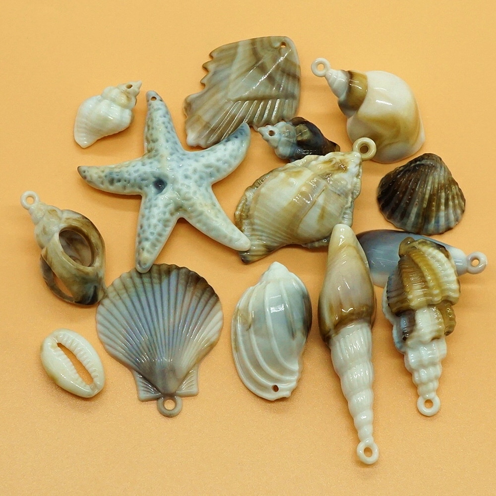 20 stks/partij Acryl schelp bedels kralen voor het maken Sieraden ketting vrouwen armband sleutelhanger handgemaakte craft supply