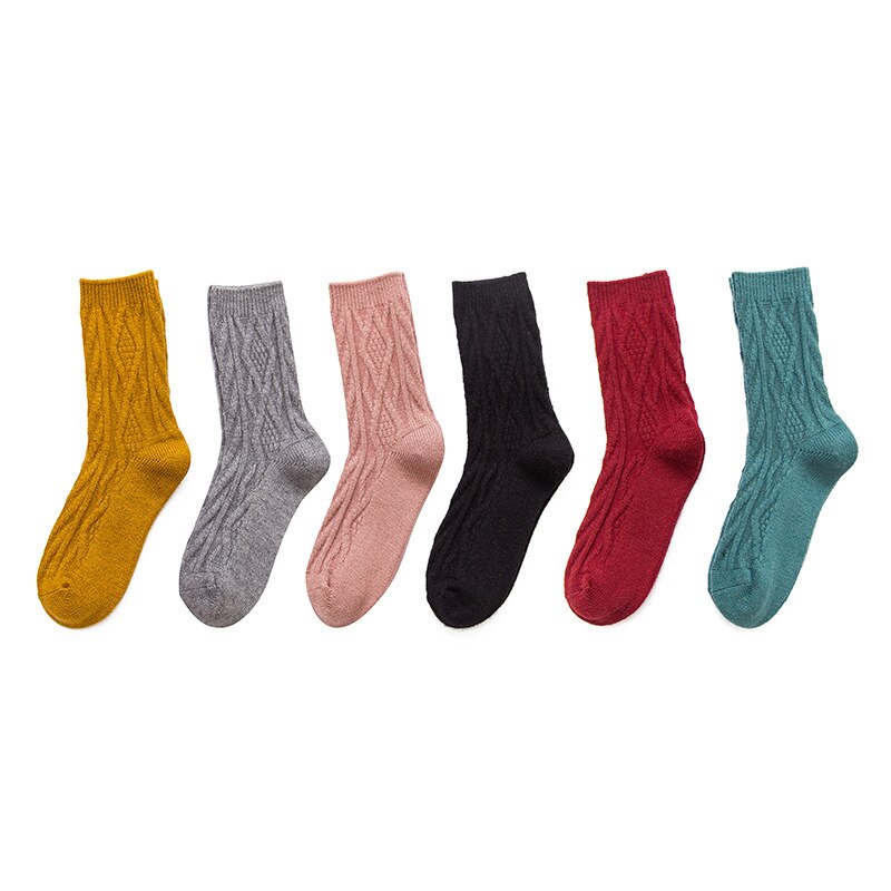 Women Socks Woo Warm Soft Solid Casual Winter Velvet Feet Warmer Socks 1Pair