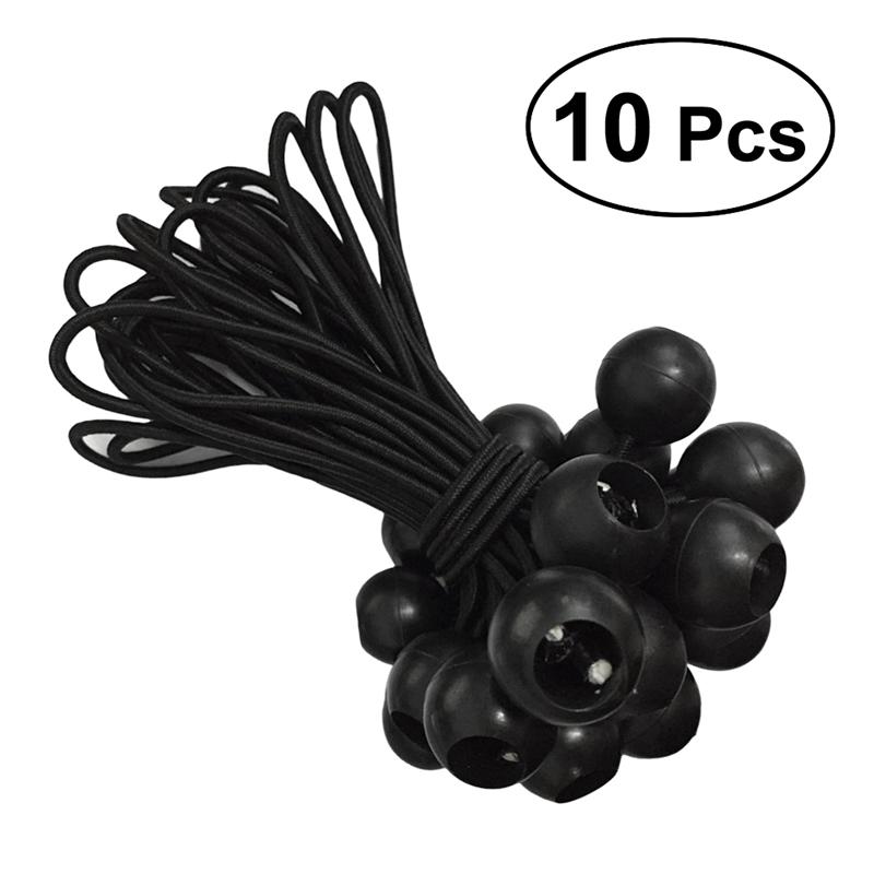 10 stk sort ball bungee binde ned elastisk snor til teltbagage og andet campingtilbehør  (15cm)