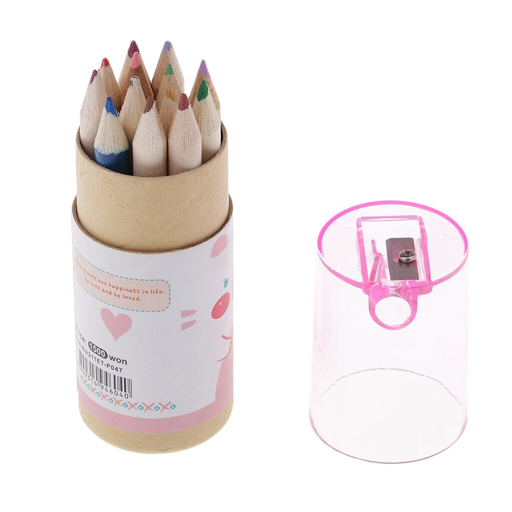 12 Pieces /set Portable 12 Colors Mini Wood Pencil Drawing Pencil with Sharpener Box Cases Mini Stationary