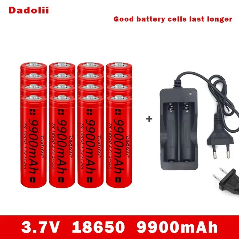 18650 batterie batterie Rechargeable 3.7V 18650 9900mAh capacité Li-ion batterie Rechargeable pour lampe de poche torche batterie + chargeur: Clair