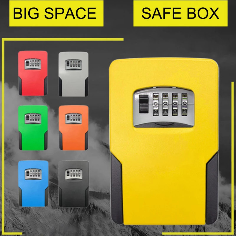 Key Safe Box Big Space Outdoor Wall-mounted Keys Storage Box Four Password Lock Home Office Company Security Organizer Boxes