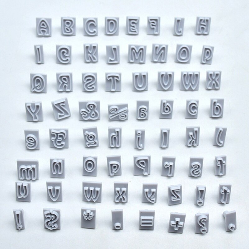 64 Stks/set Plastic Cupcake Mold Bovenste Alfabet Hoofdletters Fondant Cutter Nummer Cut-Outs Cookie Cutter Cake Decorating Gereedschap: Default Title