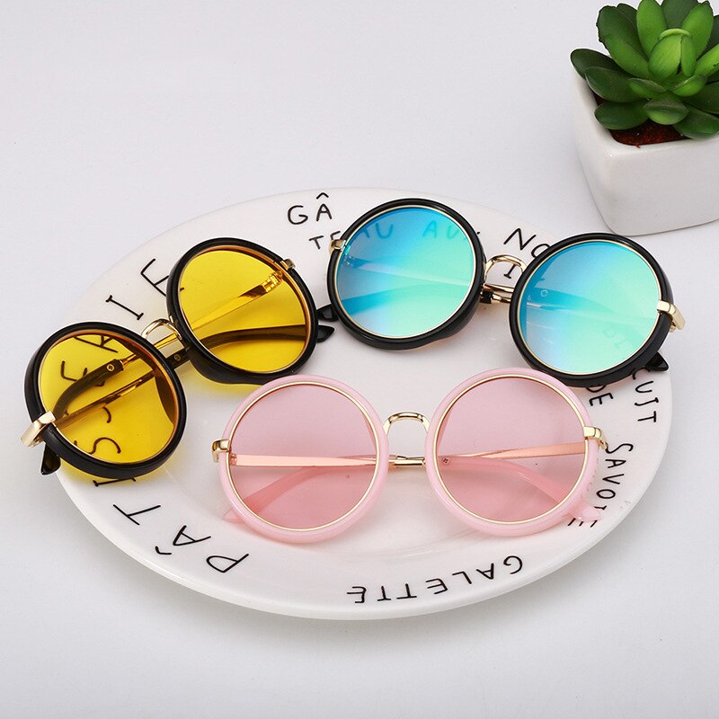 Zilead børn rundt stel solbrillemærke baby drenge piger sød solbrille metalplade retro vintage solbriller til børn