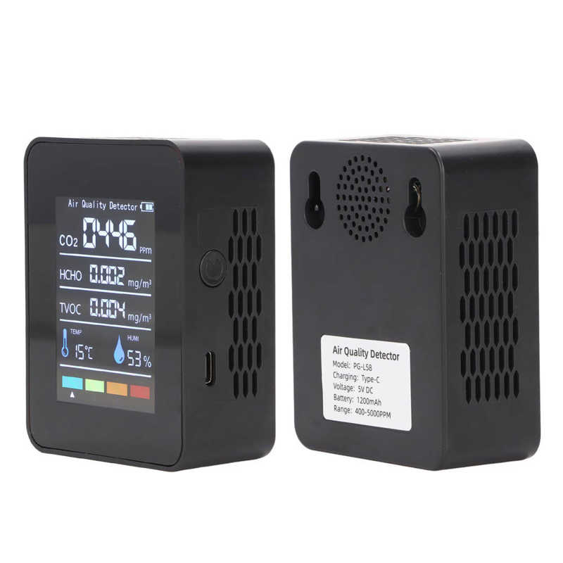 5 In 1 HCHO TVOC CO2 Temperature Humidity Air Monitor Infrared CO2 Detector TVOC HCHO Detector Air Sensor