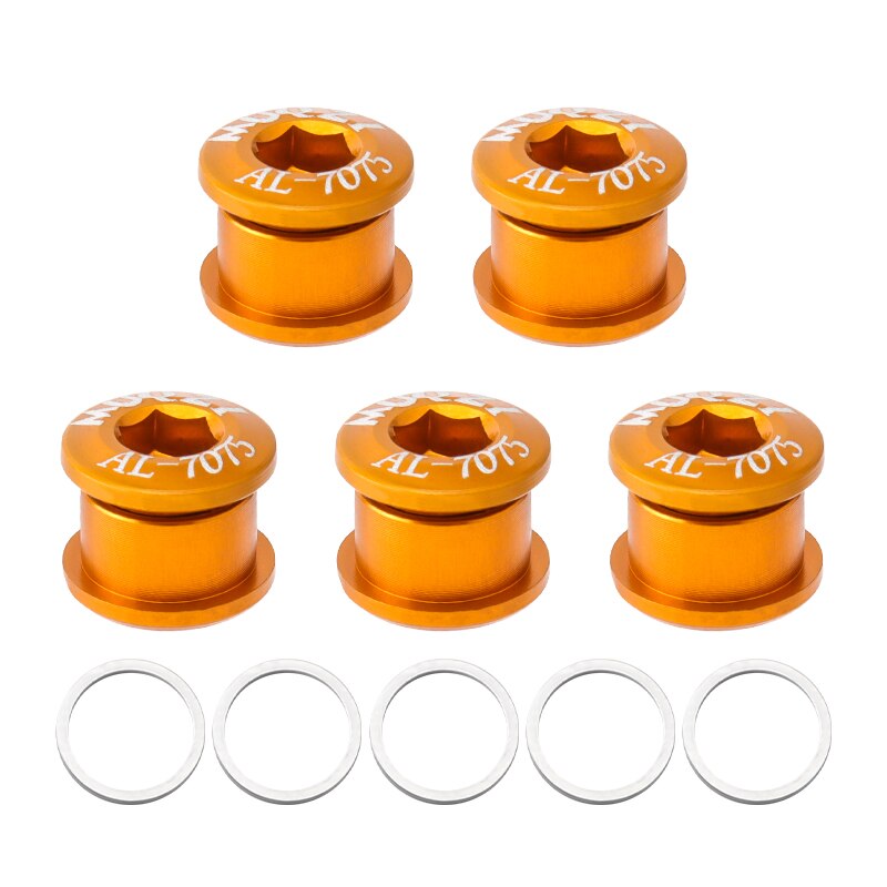 Tornillos para bielas de bicicleta, Tuercas para bielas de aleación de aluminio, superligeras, doble disco, 5 uds.: Single Glod-1mm