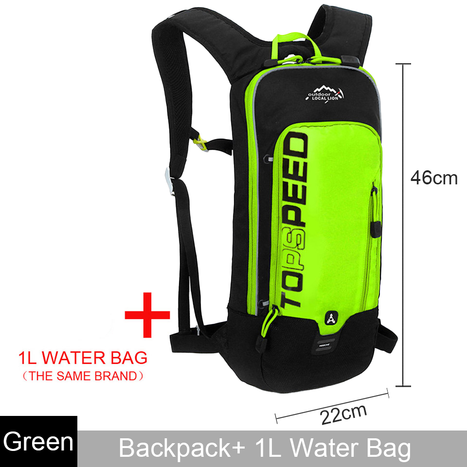 LOCAL LION 6L/5L Cycling Bag Men's Women Riding Waterproof Breathable Bicycle Backpack,Bicycle Water Bag,Bicycle helmet: B-Green with 1L bag