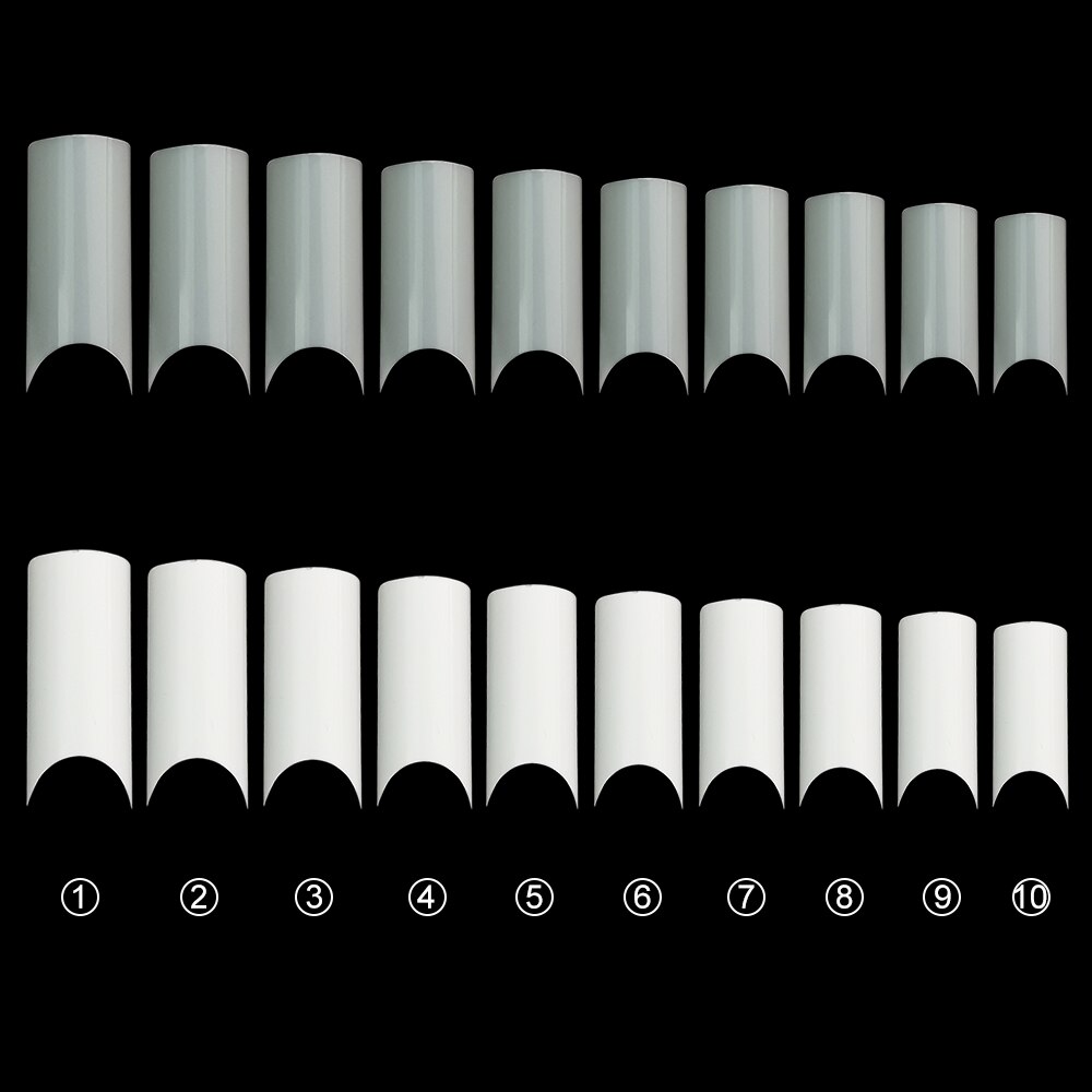 Plastic Nails 500Pcs Clear Nail Tips C Shape Faux Ongle French Manucure Medium Nails Dual Form Nail System Kit