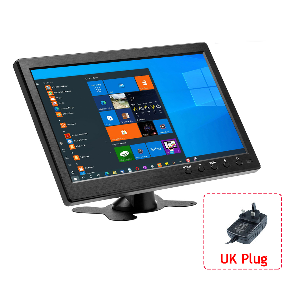 Podofo-Monitor LCD HD portátil de 10,1 pulgadas, Mini TV y pantalla de ordenador, entrada de vídeo de 2 canales, Monitor de seguridad con altavoz, HDMI, VGA,BNC,AVI: Naranja