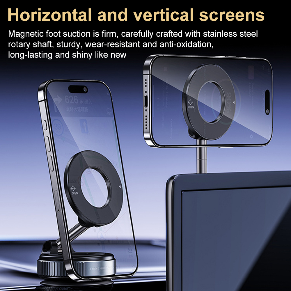 K007 support de téléphone magnétique puissant pour voiture pliable 360 ° Support sous vide réglable pour voiture/bureau/salle de bain/utilisation universelle