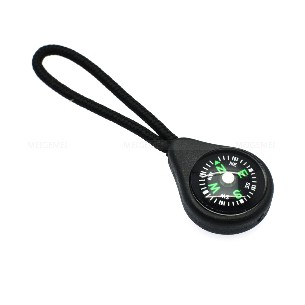 1pcs/pack Compass Zipper Pull With Strap For Backpack Gym Suit Garment Accessories Black