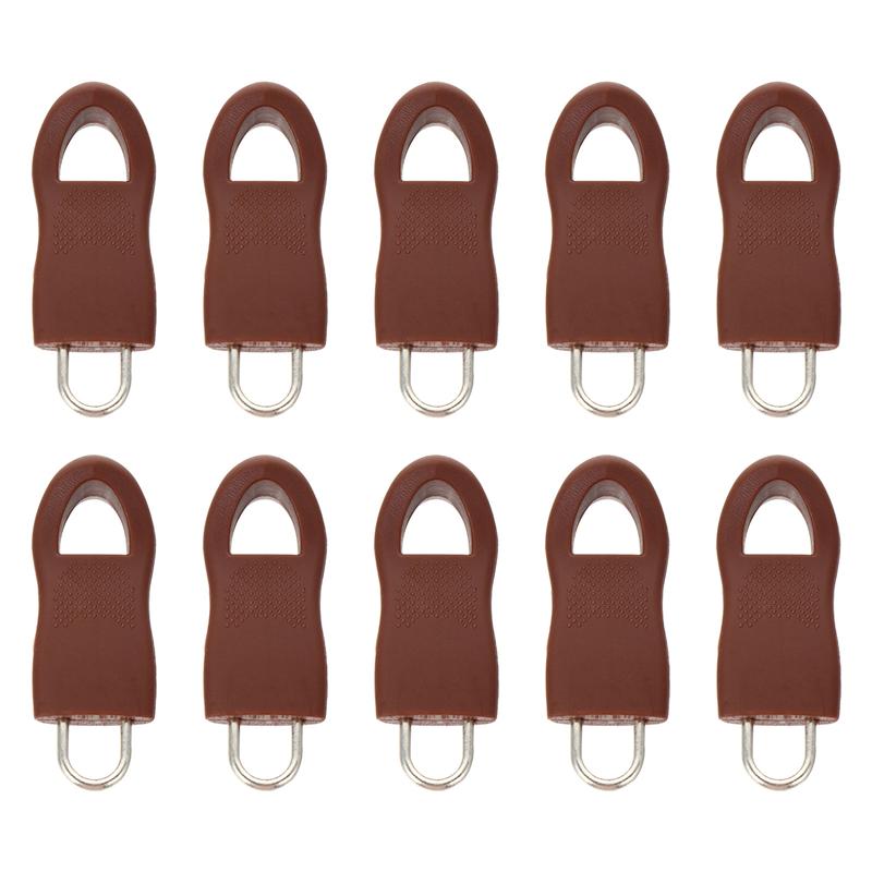 10 Uds cremallera fijadores cremallera de cuerpo de cremallera desmontable Pull Tab bolsa equipaje DIY Accesorios: brown size8